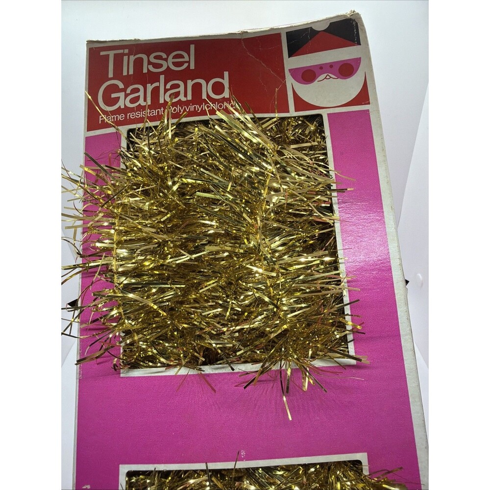 Vintage MCM JCPenney Gold Tinsel Garland Christmas Decoration 40 Feet Long